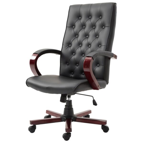 Black wooden style styleFaux Leather Adjustable High Back Executive Home Office Chair