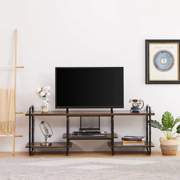 Modern Industrial Metal wooden style Entertainment Center TV Stand for TV up to 60-inch