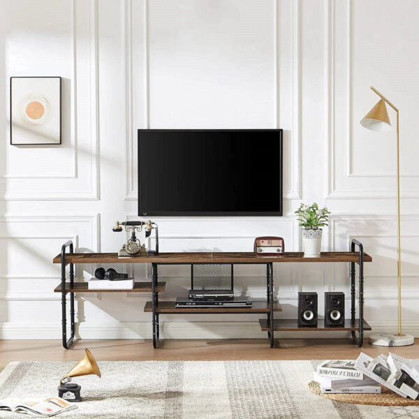 Modern Metal wooden style Industrial Entertainment Center TV Stand for TV up to 65-inch