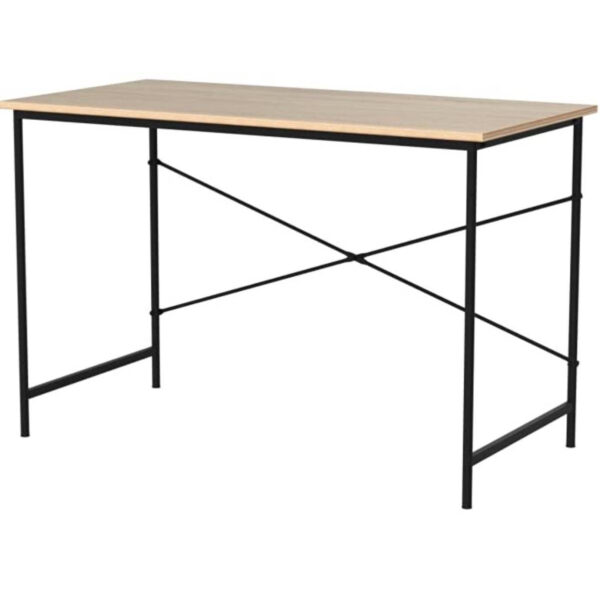 Modern Home Office Computer Desk Table with Black Metal Frame wooden style Top in Oak