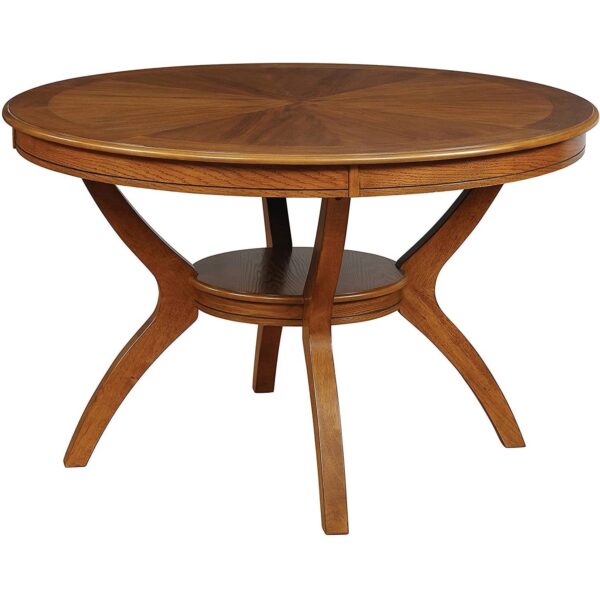Modern 48-inch Round Dining Table in Medium Walnut wooden style Finish