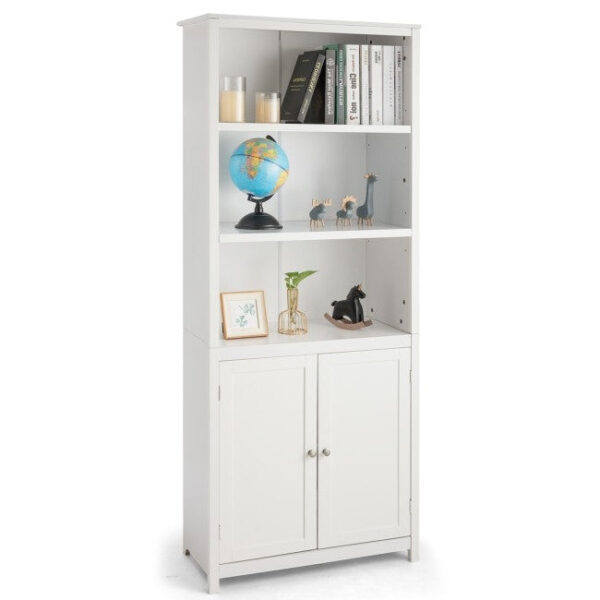 White Bathroom Linen Tower Towel Cabinet with 3 Open Storage Shelves