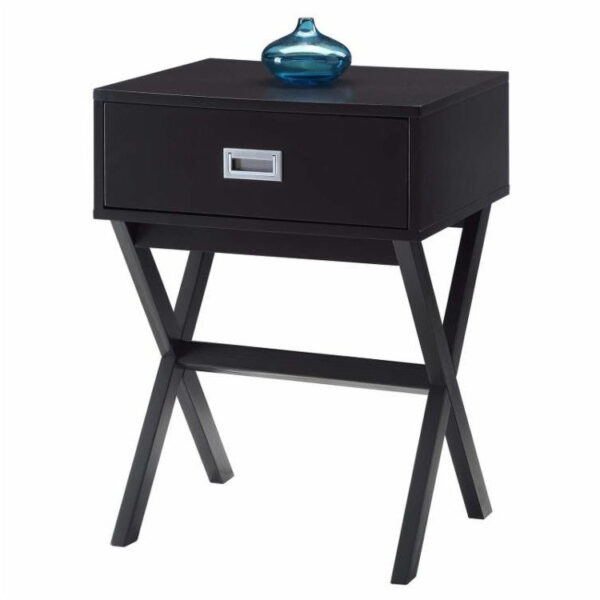 Modern 1-Drawer Bedside Table Nightstand End Table in Espresso wooden style Finish