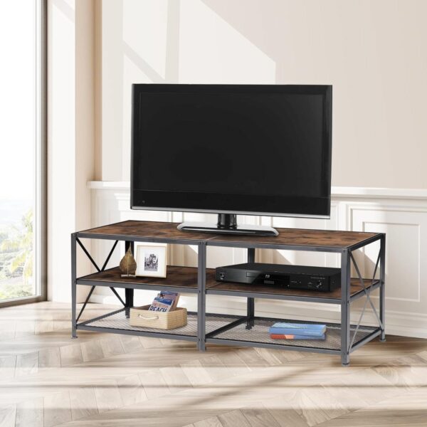 55-inch Industrial Style Metal wooden style TV Stand for TV up to 65-inch