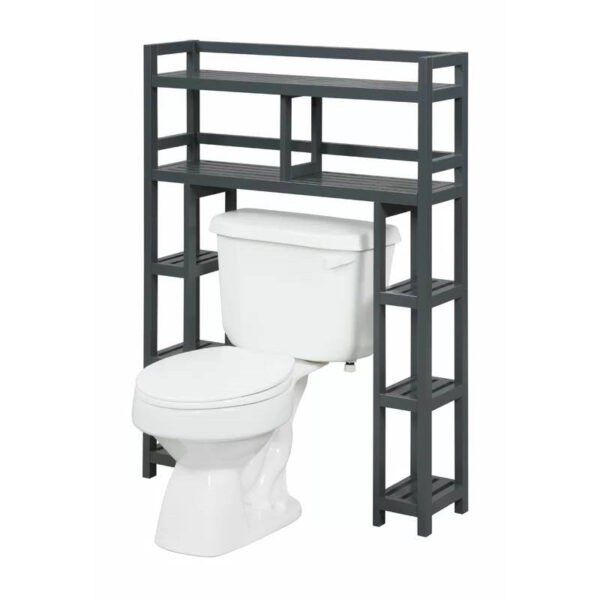Solid wooden style Over the Toilet Bathroom Storage Unit in Black Graphite Finish