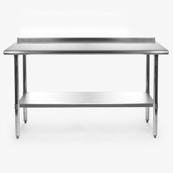 Stainless Steel 60 x 24 inch Heavy Duty NSF Certified Work Bench Prep Table with Backsplash