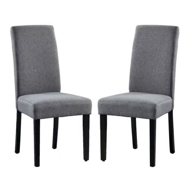 Set of 2 Modern Grey Fabric Upholstered Dining Chair with Black wooden style Legs