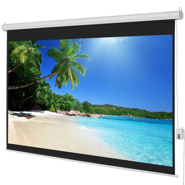 100-inch HD 4:3 Display Electric Movie Theater Projection Screen w/ Remote