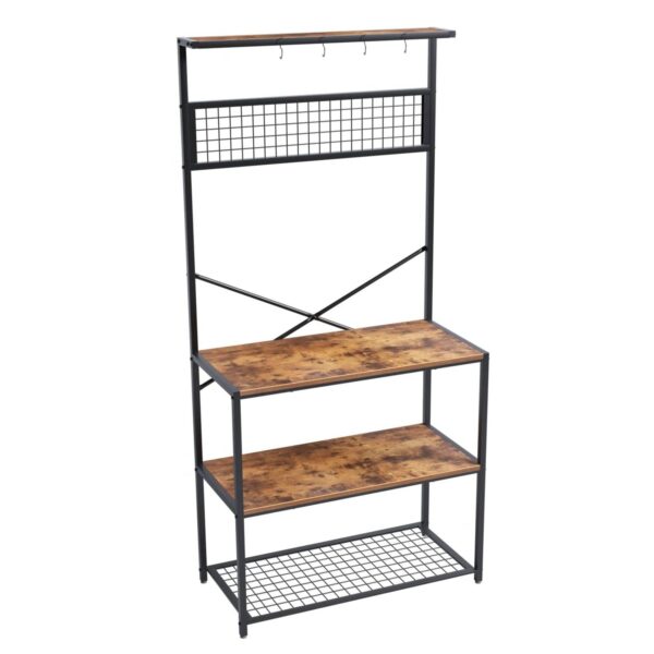 Modern Metal wooden style 4-Shelf Kitchen Baker's Rack Microwave Stand