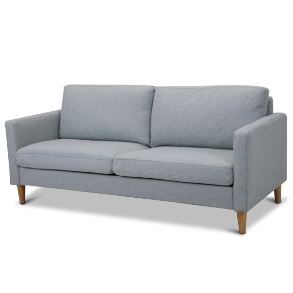 Light Grey Fabric Modern Mid-Century Style Sofa with wooden style Legs