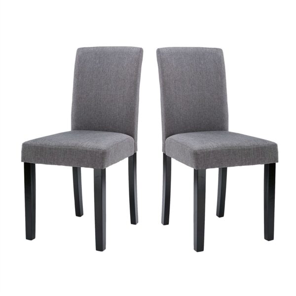 Set of 2 - Grey Fabric Dining Chairs with Black wooden style Legs