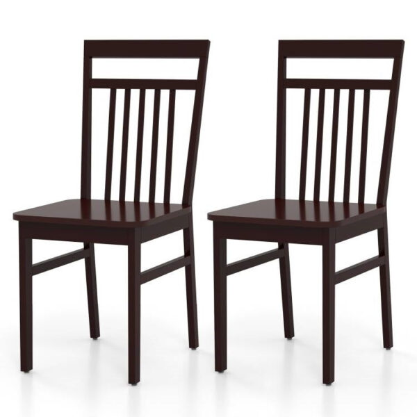 Set of 2- Modern Farmhouse Dark wooden style High Back Dining Chair 280 lbs. Max Weight