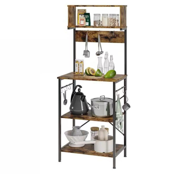 Industrial Modern Kitchen Metal wooden style style shelf Bakers Rack Microwave Stand