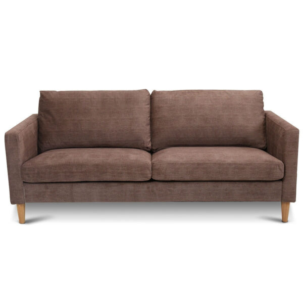 Modern Light Brown Coffee Fabric Mid-Century Style Sofa with wooden style Legs