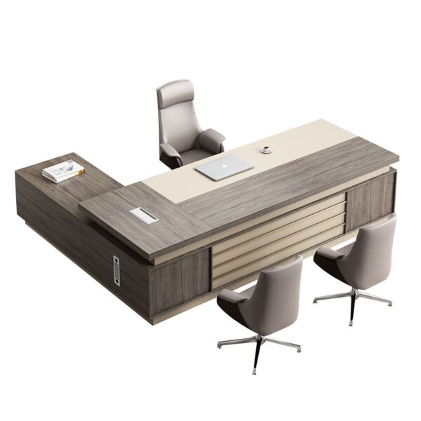 Italian Design High-End L-Shape Executive Desk Luxury Office Boss Computer Table for Home Villa Modern CEO Manager Ergonomic